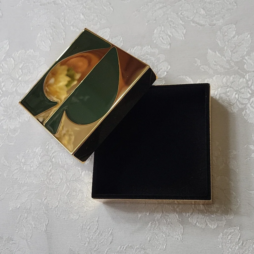 ●FIRM●Kate Spade NY X Lenox "Spade Street" Keepsake Box, Green/Gold - Picture 7 of 10